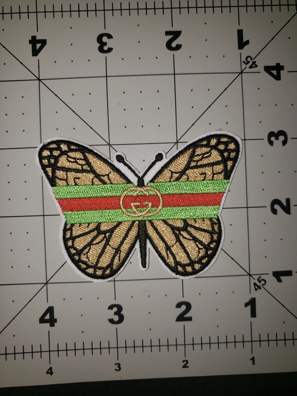 Gucci Butterfly Patch with Green and Red Stripe